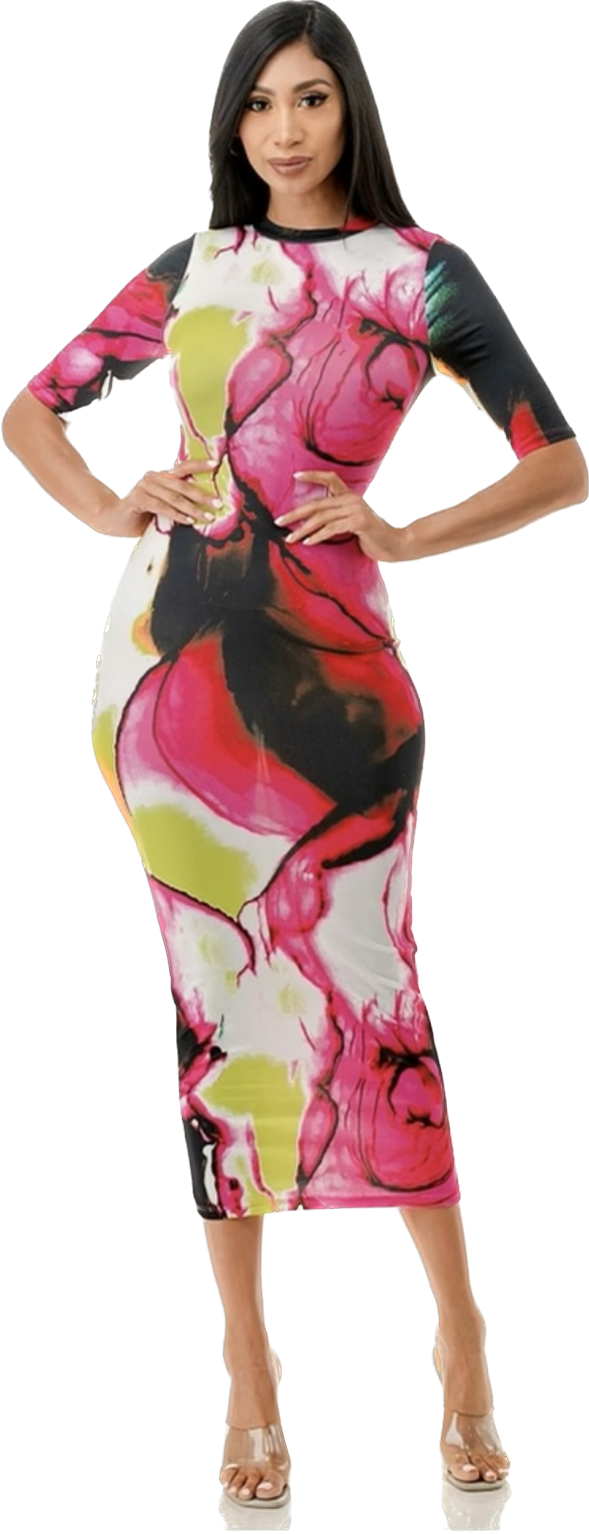 Simple Printed Midi Dress