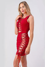 Load image into Gallery viewer, LACE UP CUT OUT SIDES STRETCH BODYCON DRESS
