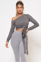 Load image into Gallery viewer, FRENCH TERRY FRONT TIE ONE SHOULDER TOP