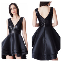 Load image into Gallery viewer, SEQUIN TOP &amp; SATIN HIGH LOW MINI DRESS