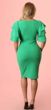 Load image into Gallery viewer, GREEN DOUBLE BELL SLEEVE DRESS