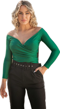Load image into Gallery viewer, GREEN EXTREME VNECK DRESS TOP