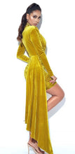 Load image into Gallery viewer, DRAPING LONG SLEEVE VELVET DRESS